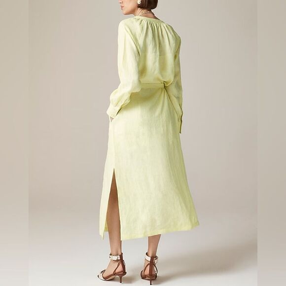 NWT J CREW Cabana dress in linen in lemon - Picture 4 of 7